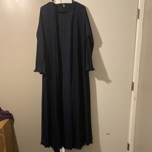 As-saabireen NWOT Navy Blue Pleated Open Style Abaya